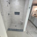 custom walking shower tile